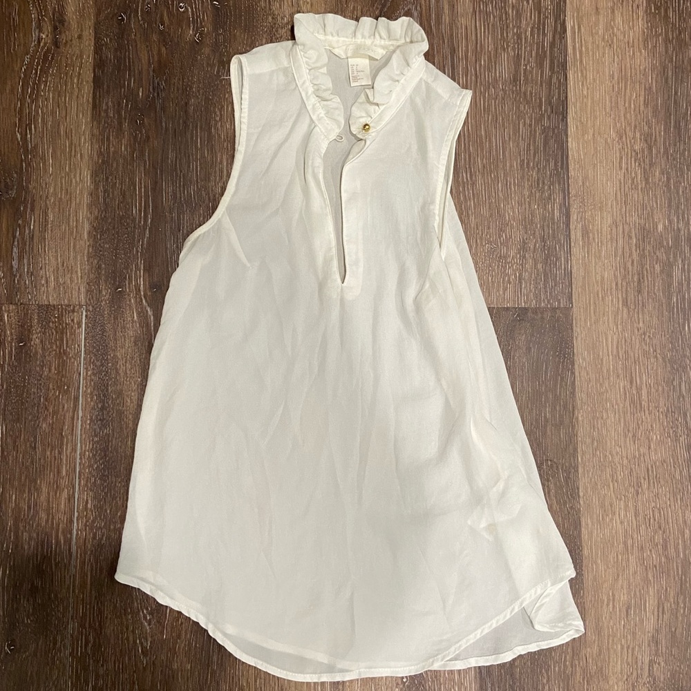 Ruffled High Collar Tank Blouse